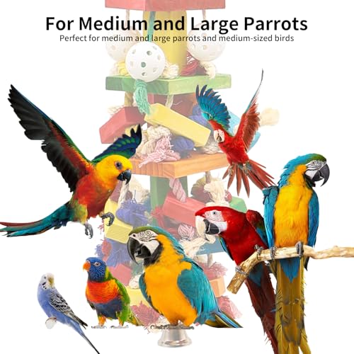 Bird Toys for Parrots, Parakeet Toys Natural Woode Parrot Toy for Large Medium Parrots Bird Shredding Chew Toy for Macaw, Cockatoos, Cockatiels,Budgie - color: Rope