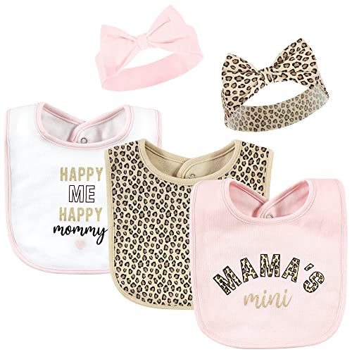 Hudson Baby Unisex Baby Cotton Bib and Headband Set - color: Leopard Mamas Mini, size: One Size