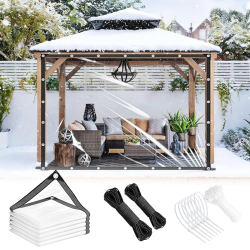 Clear Tarp 6x6ft with Grommets 14Mil Clear Tarps Heavy Duty Waterproof Dustproof Windproof Tear Resistant PVC Vinyl Reinforced Edges for Greenhouse, Patio, Garden, Pavilion, Chicken, Porch, Outdoor - size: 6×6ft-14Mil(1.8×1.8m)