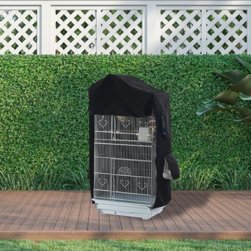 DONGKER Bird Cage Cover,Waterproof Bird Black-Out Cover Breathable with Zipper & Self-Adhesive Fastening for Parrot Parakeets Winter Windproofing & Warmth