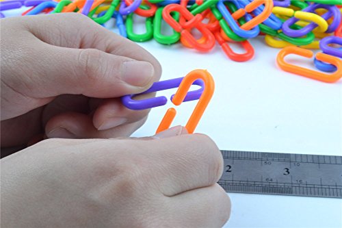 100 Piece Plastic C-Clips Hooks Chain Links C-Links Rat Parrot Bird Toy Cage
