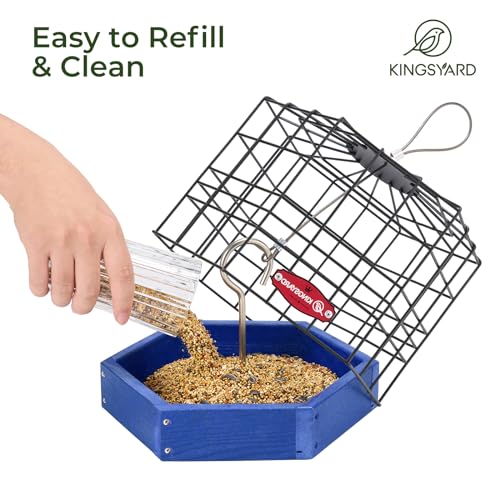 Kingsyard Squirrel Proof Platform Bird Feeder, Metal Mesh Tray | Recycled Poly Lumber Body, Great for Small Wildbirds Finches Bluebird Mealworm, Blue - color: Blue