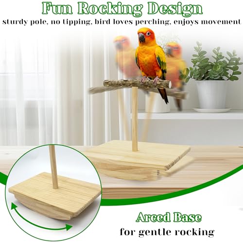 Natural Wood Bird Perch Stand Training, Quaker Parrot Toys, Puzzle | Intelligence Enrichment Toys for Parakeets, Parrot Perch Platform for Large Birds, Bird Playground Play Stands for Sun Conure