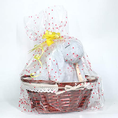 MEIEM Wicker Gift Baskets Empty Oval Willow Woven Picnic Cheap Easter Candy Storage Wine Basket with Handle Egg Gathering Wedding Basket (Brown) - color: Brown, size: Small