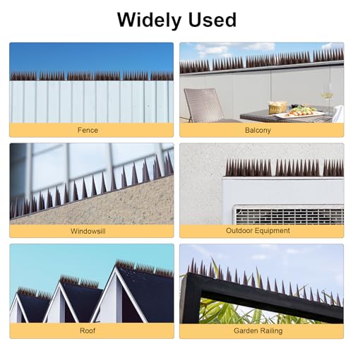 OFFO Bird Spikes for Pigeon Woodpecker Crow, Outdoor Use for Balcony Patio Window, Easy to Install, Brown, Covers 12.5 Feet(3.8m) - color: Brown