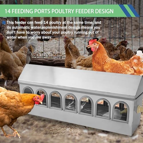 Automatic Chicken Waterer Stainless Steel Pigeon Water Poultry Water Dispenser Automatic Filling Water with Float Valve for Turkey Quail Duck Goose