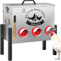 7-Gal Metal Automatic Chicken Feeder with 6 Feeding Ports | 35LB Capacity, Anti-Waste Design, Rust-Proof Alloy Steel, Clear Viewing Window, 3-Level Legs for Outdoor Chicken Coops - size: 7GAL-35LB