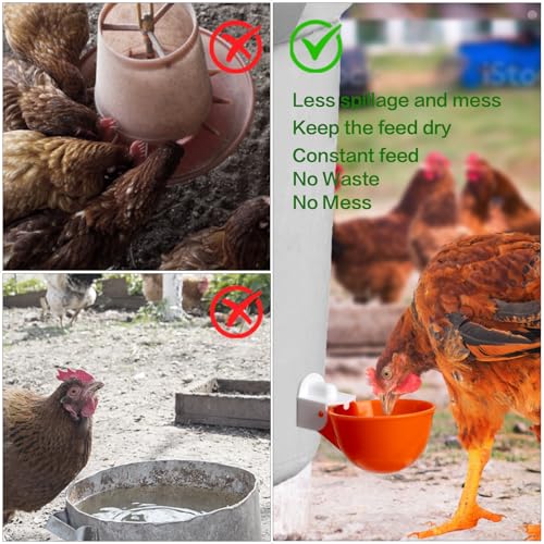 6-Pack Automatic Chicken Waterer Cups - No Waste Poultry Watering Solution for Chicken, Duck, Goose, Turkey with Easy Mounting System