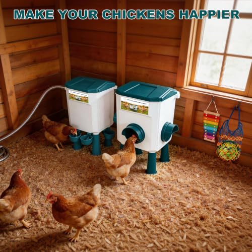 Chicken Feeder and Waterer Set with Legs,2 Gallon Automatic Waterer with Float Valve,26.5 Pounds Practical Feeder,Reduces Feed Waste & Water Refills，BPA-Free for Long-Term Use - color: blue