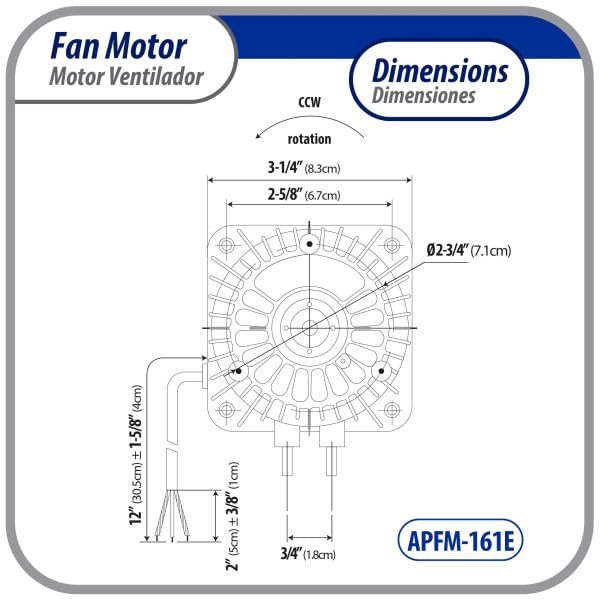 Appli Parts APFM-161E 16W Condenser and Evaporator Fan Motor 115V 60Hz 0.95A, Includes 10in Aluminum Fan Blade and Mounting Base, Universal Replacement for Commercial Refrigeration Units
