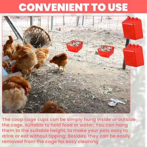 40 Pcs Cage Cups Chicken Feeder Cups, 16 oz Birds Feeders, Hanging Bunny Food Water Bowl for Pet Parrot Parakeet Gamefowl Poultry