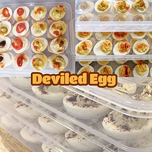 Anyumocz 72 Eggs Holder,3-Layer Deviled Egg Tray with Lid,Egg Containers for Deviled Egg,Egg Carrier Box Dispenser Container with Handle for Refrigerator - style: 3-Layer 72eggs