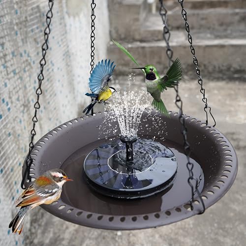 OVZILKI 12 inch BirdBath Bowl Only with Rust-Proof Black Chains, Bird Baths for Outdoors Heavy Duty, Hanging Bird Bath Hanging Bird-Feeder for Garden Backyard Decor (Brown 1 Pack) - color: Brown, size: 12in 1pack