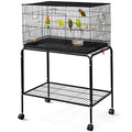 Yaheetech 47-inch Rolling Breeding Flight Bird Cages for Parakeets Budgies Finches Cockatiels Conures Lovebirds Canaries Parrots w/Detachable Stand, Black