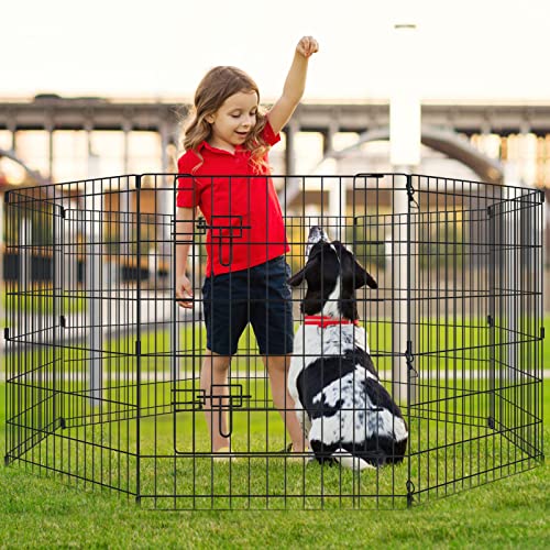 Artmalle Dog Playpen 30 Inch, 8-Panel Rustproof Foldable Fence with Door | Rustproof 8-panel metal playpen with door folds flat, sets up tool-free, and forms multiple shapes indoors or outdoors. - style: 24'' x 30'' x 8PCS