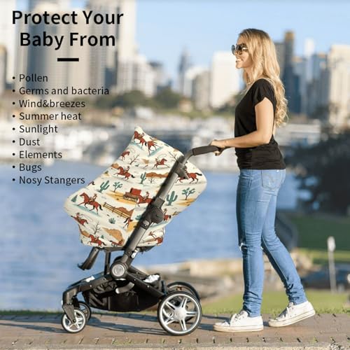 Western Baby Stuff Car Seat Covers for Boys and Girls, Carseat Canopy Stretchy Infant Carseat Cover Western Shower Gifts - color: western cowboy