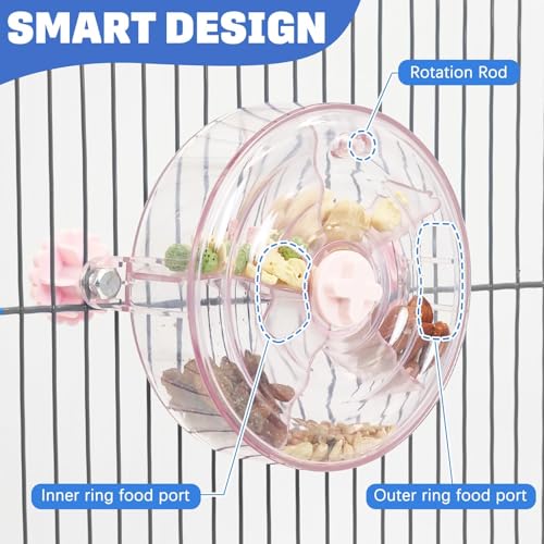 BNOSDM Bird Foraging Toy Creative Feeder Systems with Seed Food Rotating Wheel for Enrichment & Training Parrot Puzzle Toys Ideal for Small and Medium Cockatiel Parakeet Conure(Pink) - color: Pink