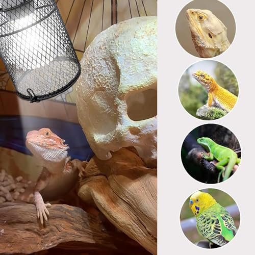 Reptile Heat Lamp Guard Ceramic Heat Emitter Basking Heater Lamp Reptile Accessories for Turtle Snakes Lizards Frogs Chicks with Power Switch & Anti-Biting Hanging Hook Design Round Without Bulb 150w - size: 1 PCS | Reptile Heat Lamp Guard