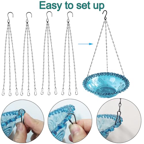 4 Pack Hanging Bird Bath Feeder Tray 15.7 Inch Metal Chain Weather Resistant Outdoor Bird Bowl for Garden Backyard Wild Birds (4Pack) - color: 4Pack
