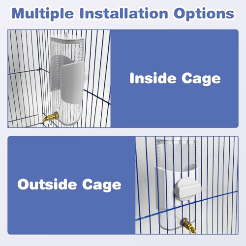 PINVNBY Bird Water Dispenser 9.47 Fl Oz Automatic Parrot Water Feeder Suspended Water Dispenser Bird Cage Accessories for Parakeet Budgie Lovebird Cockatiel Finch (White)