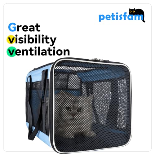 Soft Pet Carrier for Large and Medium Cats, 2 Kitties, Small Dogs. Easy to Get Cat in, Great for Cats that Don't Like Carriers (Blue) - color: Blue