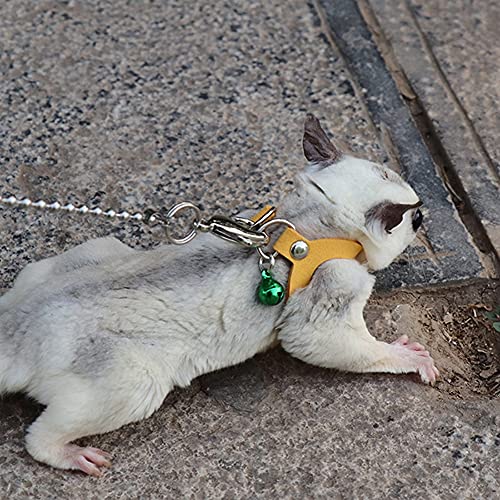 3 Pack Sugar Glider Harness and Leash Set - Adjustable Traction Rope Strap Anti-Biting Chain Rope, Small Animal Training Walking Vest Leash for Sugar Glider Squirrel Hamster Rat Birds Reptile (Yellow) - color: Yellow