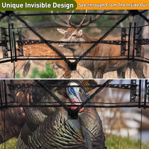 TLC Sport Hunting Blind with Carrying Bag, 270/360 Degree See Through Ground Blind, Pop Up Hunting Tent Portable Concealed Camouflage Tent for 2/3/4 Person - size: 3-4 Person