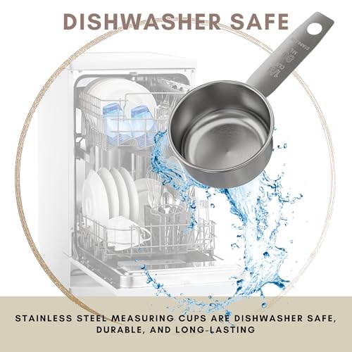 1/3 Cup Stainless Steel Measuring Cup | Sturdy Metal 80 ml | 80 cc | 3 oz | Single Cup for Wet and Dry Ingredients | Great for use as 1/3 Cup Dog Food Scoop - 1 PK - size: 1/3 Cup