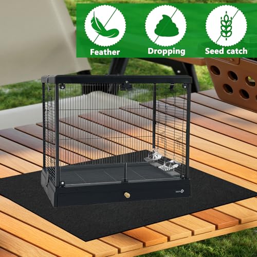 Large Bird Cage Mat, 31 × 39 Inch Waterproof Felt Pad Absorbent Under Cage Mat for Dog Crates Bird Cages Reptile Aquariums with Non Slip Backing Protector for Hard Flooring Surfaces - size: 31x39 Inch