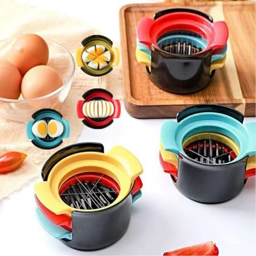 4-in-1 Stainless Steel Egg Slicer for Hard Boiled Eggs, Fruits & More – Effortless Egg Cutter for Salads, Sandwiches, Charcuterie Boards – (Perfect for Strawberries, Bananas, Grapes)