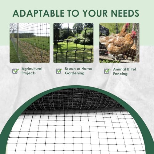 OldMacDonald Deer and Animal Fence Barrier Netting (55gr/sq m.) 7.5' x 165' (2.3m x 50m) (mesh 19x19mm) - Folded for Shipping - size: 7.5' x 165' (2.3m x 50m) (mesh 19x19mm)
