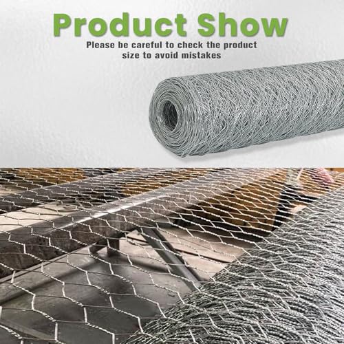 Chicken Wire Netting Galvanized Wire Mesh Hexagonal Fencing for Poultry Garden Fencing Barrier 6FTx50FT - size: 6FTx50FT