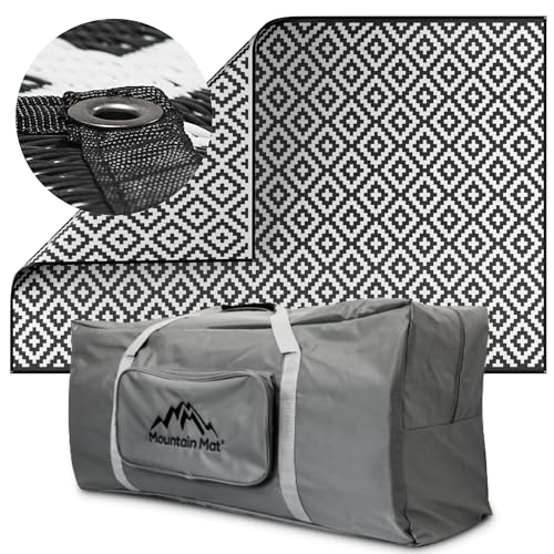 8x16 Black & Gray RV Mat with Carry Bag – Extra Thick 5mm Recycled Poly Rug – Waterproof, Reversible, Heavy-Duty – Premium Outdoor Rug for Campsite, Patio, Beach (8' x 16', Black) - color: Black Diamond, style: 8' x 16'