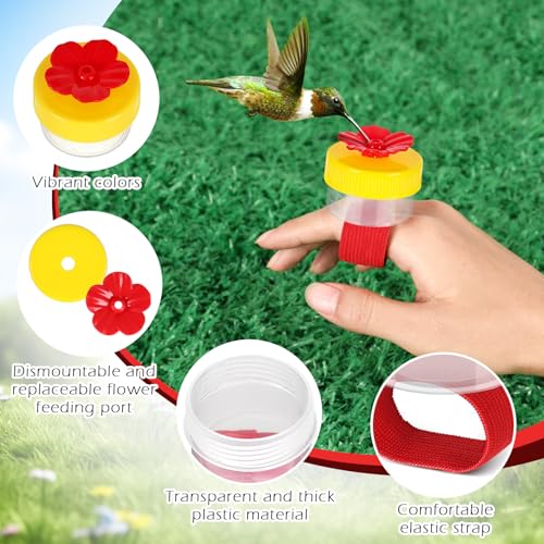 Handheld Hummingbird Feeders with Cleaning Brush, 2-Pack, Mini Hand Feeder | Mini Flower Hand Held Hummingbird Feeder Ring for Window Outdoor Wild Perch Feeding, Plastic Hummingbird Feeders