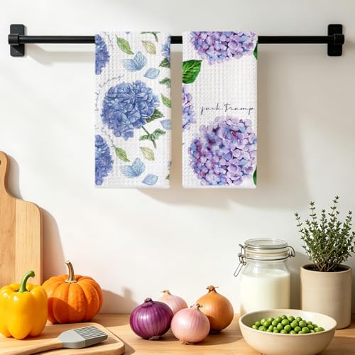 Jztco 2 Pcs Funny Trump Kitchen Towels, Anti Trump Gifts for Women | Hydrangea Waffle Hand Towels for Kitchen Home Decor, Absorbent Microfiber Dish Cloth Tea Towel 24x14 Inch - color: Multi 1357