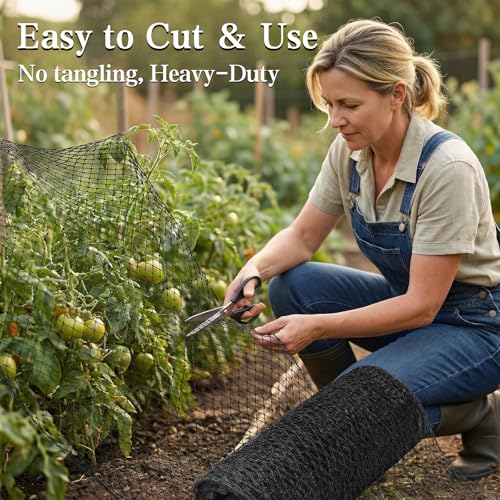 10 x 10 FT Bird Netting,1/2" Mesh Garden Netting,100PCS Zip Ties | Heavy Duty Bird Net Poultry Netting Fence for Chicken Coop,Fruit Trees,Plants and Vegetables Against Birds, Deer, Squirrels - size: 10 x 10 FT