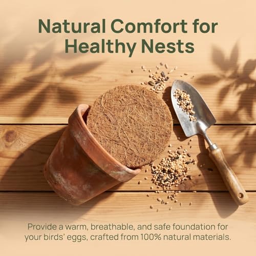 Cabilock 18pcs Natural Coconut Fiber Nesting Pads for Birds, Pigeon Parrot Breeding Mats, Reusable Coir Eggs Mats for Cage Lining for Bird Breeding Nests