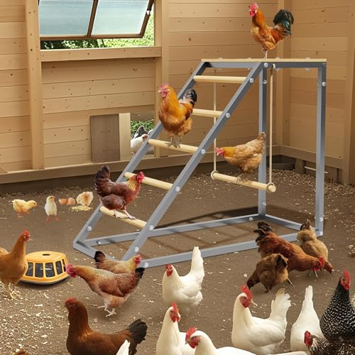 Chicken Perch with Swing, Sturdy Chicken Roosting Bars with Ladder for Backyard Farm, Easy Installation, 37.6" L x 15.7" W x 27.5" H