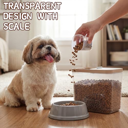 Lounsweer 4 Piece Pet Food Storage Container Dog Cat Treat Storage Container Large Airtight Rice Dispenser with Measuring Scoops for Dog Cat Bird Food Flour Kitchen Supplies(Clear,22 lb) - size: 22 lb