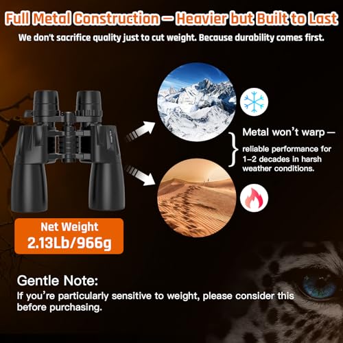 10-30x50 Zoom Binoculars for Adults High Powered | HD Optics,Waterproof, Fogproof,Military,Bird Watching,Traveling Concerts,Large View,BAK4,FMC Lens,Clear Low Light Vision
