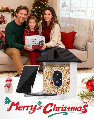 Smart Bird Feeder with Camera,5200mAh Battery with Solar Panel, 4K Native Resolution Live View, AI Species Identification, Auto Capture & Instant Arrival Alert, Ideal Gift for Bird Lovers (Dark Grey) - color: Dark Grey