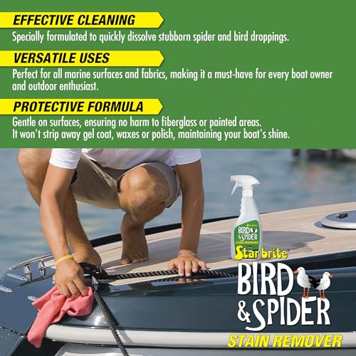 STAR BRITE Spider & Bird Stain Remover Spray - Quickly Dissolve Bird Droppings & Clean up Spider Mess - Won't Remove Polish or Wax (095122SS)