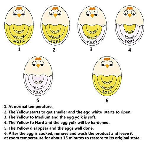 TOFOREVO Egg Timers for Hard Boiled Eggs Timer Yellow 6 Pack | BPA-Free, Color Changing Tells When Eggs are Ready - color: Yellow