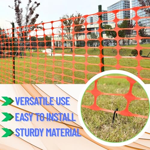 23.6" x 100',Orange,Plastic Safety Fence with Stakes,Snow Fence | Reusable HDPE Mesh, Construction & Outdoor Use, Easy to Install, Rust Free, Flexible Design, Cut to Fit, Easy to Roll & Store - color: Orange, size: 23.6'' x 100'