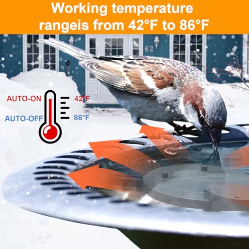 500W Chicken Water Heater w/Thermostat, Aluminum Cast Bird Bath Heater & Pond Deicer, Winter Trough Heater for Poultry, Horses, Cows