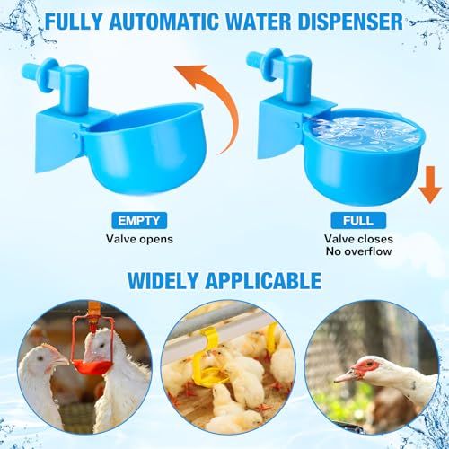 Complete Set Pipeline Automatic Chicken Waterer Cups System with 1/2 PVC Tee Fittings and Other Parts Automatic Poultry Nipple Waterer Chicken Watering Cups for Quail Duck Goose