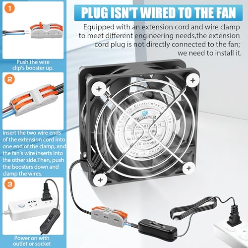70mm EC Brushless Fan,Dual Ball Bearing,70x70x25mm AC 110V 120V 220V 240V Axial Cooling Fan with AC Powered ON/Off Switch for DIY Cooling, Box, Cabinet, Exhaust Chassis - size: 70mmx25mm Axial