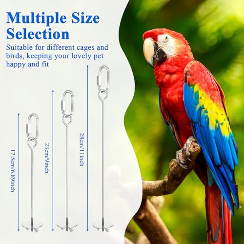 3 Pcs Bird Cage Food Holder, Stainless Steel Fruit Vegetable Skewer Bird Feeder for Cage Hanging Foraging Toys for Parrot Parakeet Small Animals Birds Cage Accessories