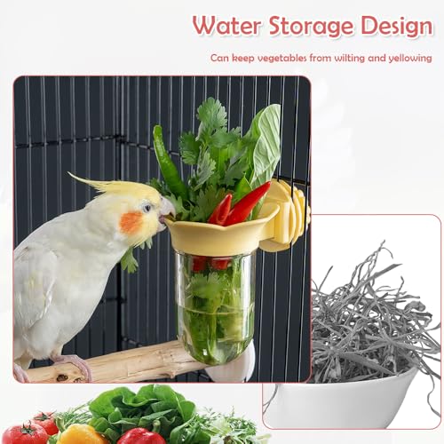 2 Pack Bird Cage Vegetable Feeder Veggies Holder with Water No Mess Hanging Feeder for Canary Finch Parakeet Budgie Cockatiel Lovebird