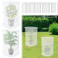 4 Pack Pop up Plant Covers Tent from Animals, 20"H X 13"D Insect Barrier Mesh Plant Guard Cover Net White Garden Plant Protectors Mini Greenhouse Plant Protection Cage with Stakes for Outdoor Plants - color: White